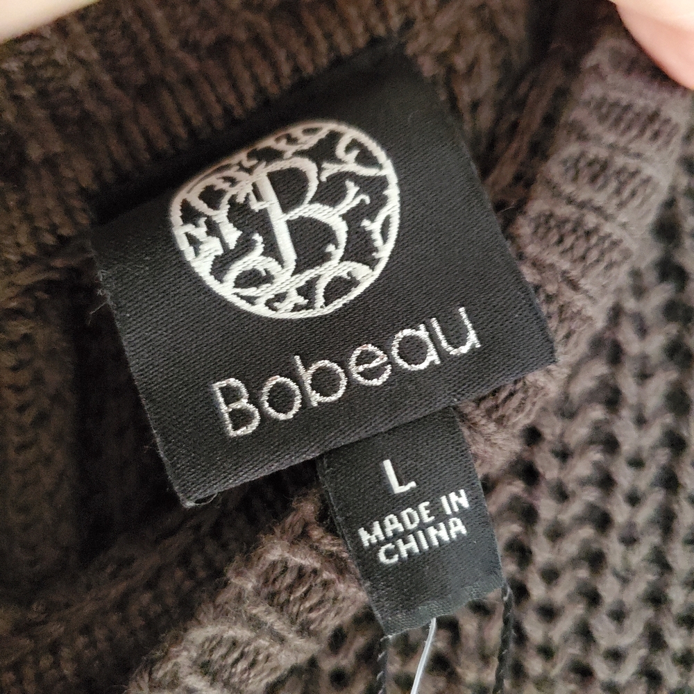 NEW Bobeau Olive Lace-up Knit Sweater - L - Picture 5 of 8